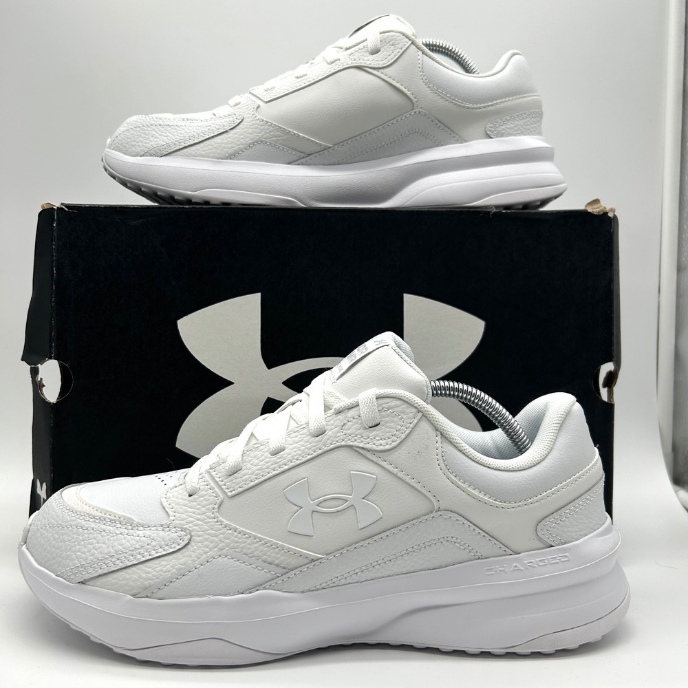 Under Armour Charged Edge Lthr Shoes Mens 11 White Running Sneakers 3028375-100